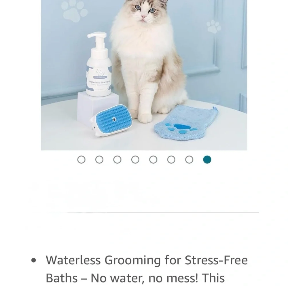 Waterless Cat dog rabbit Grooming kit brush mitt shampoo rechargeable massager